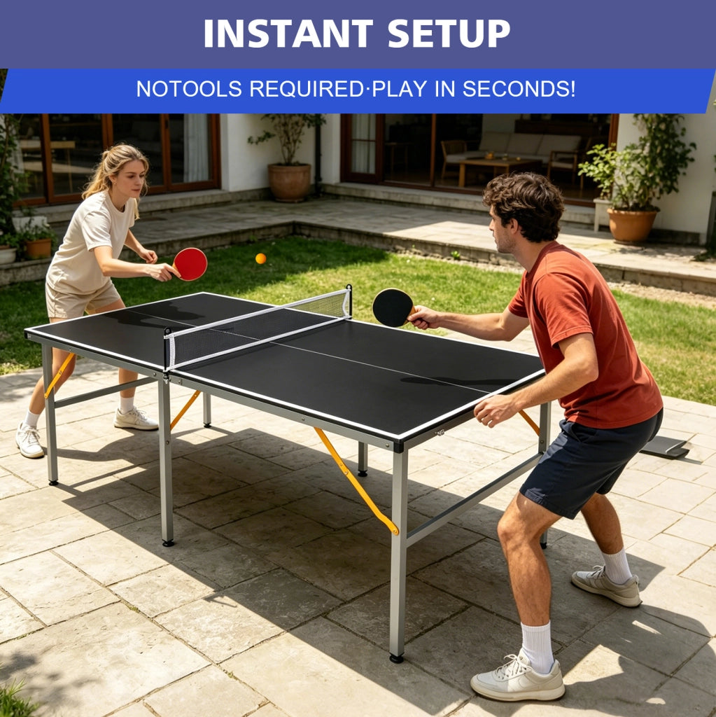 Tavolo da ping pong pieghevole con rete, racchette e palline