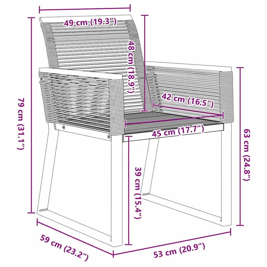 Set da Pranzo per Giardino 3 pcs Nero 3379310