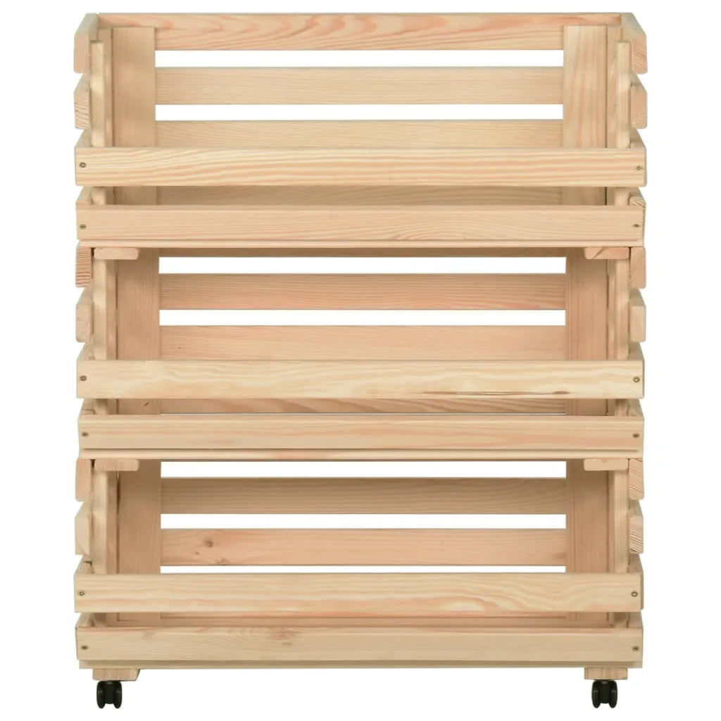 Carrello Portaverdure 77x30x80 cm in Legno Massello di Pino 327327
