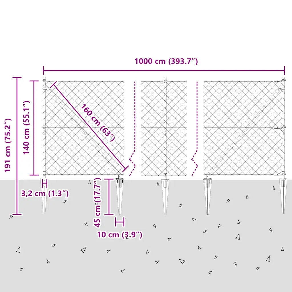 Palo della recinzione Argento 10 x 1,4 m (maglia 60 x 60 mm) 3351215