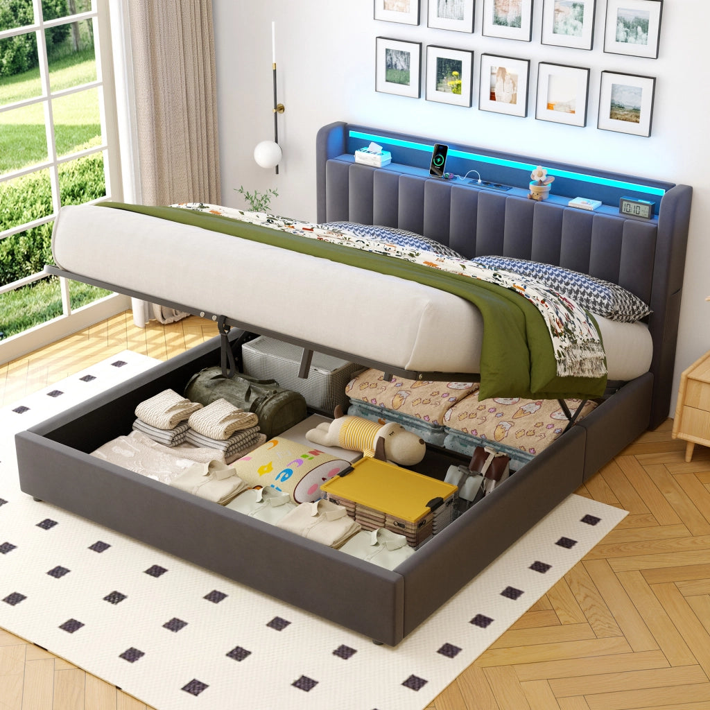 Letto contenitore 180x200 cm, colore grigio