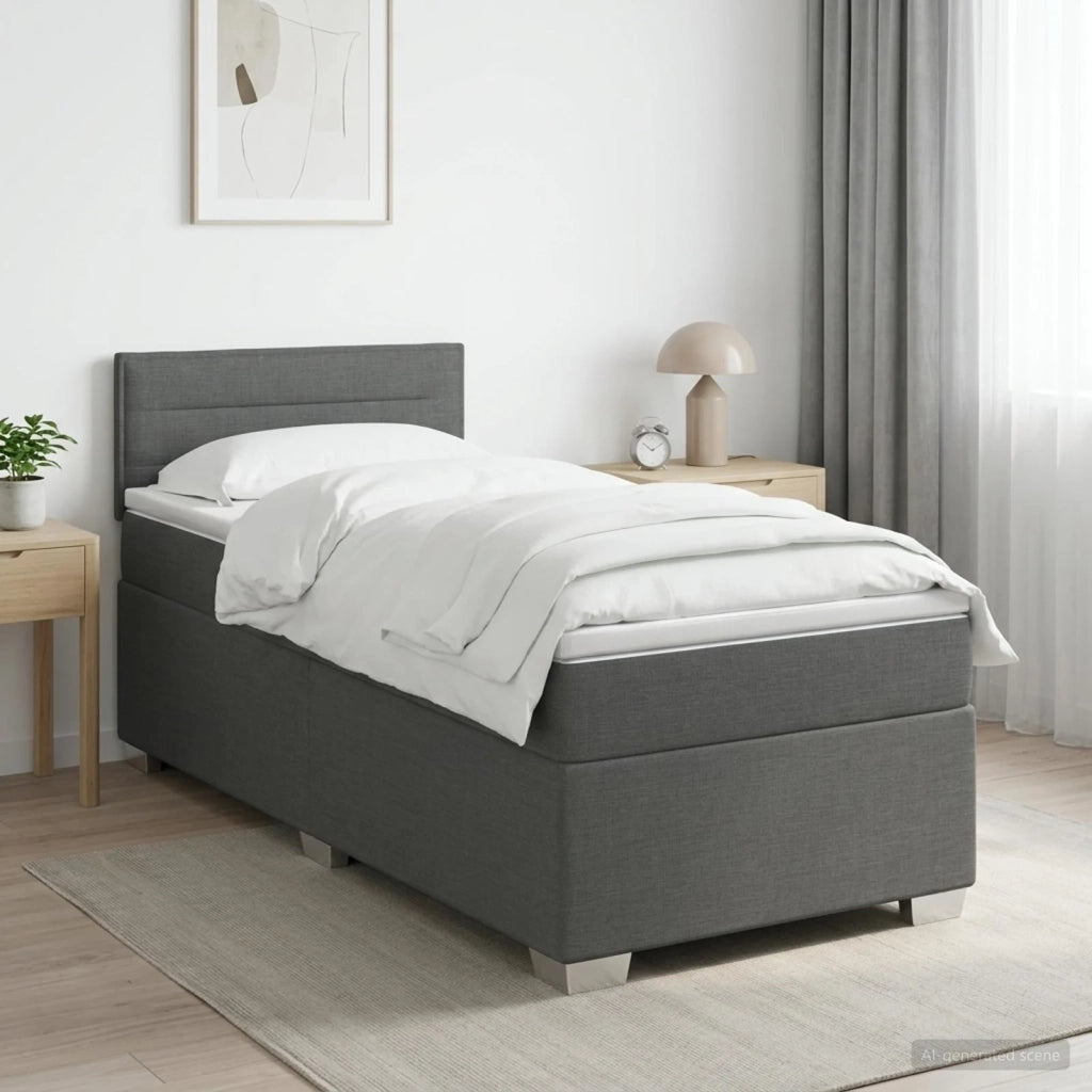 Letto con Box Spring, Materasso e LED Grigio Scuro 80 x 200 cm 3451806