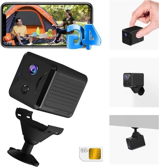 Camera di Sorveglianza 4G LTE Senza Wi-Fi - Carta SIM - Batteria 5200mAh - Campo Visivo 160° - Rilevamento Movimento AI - Visibilità Notturna 10m