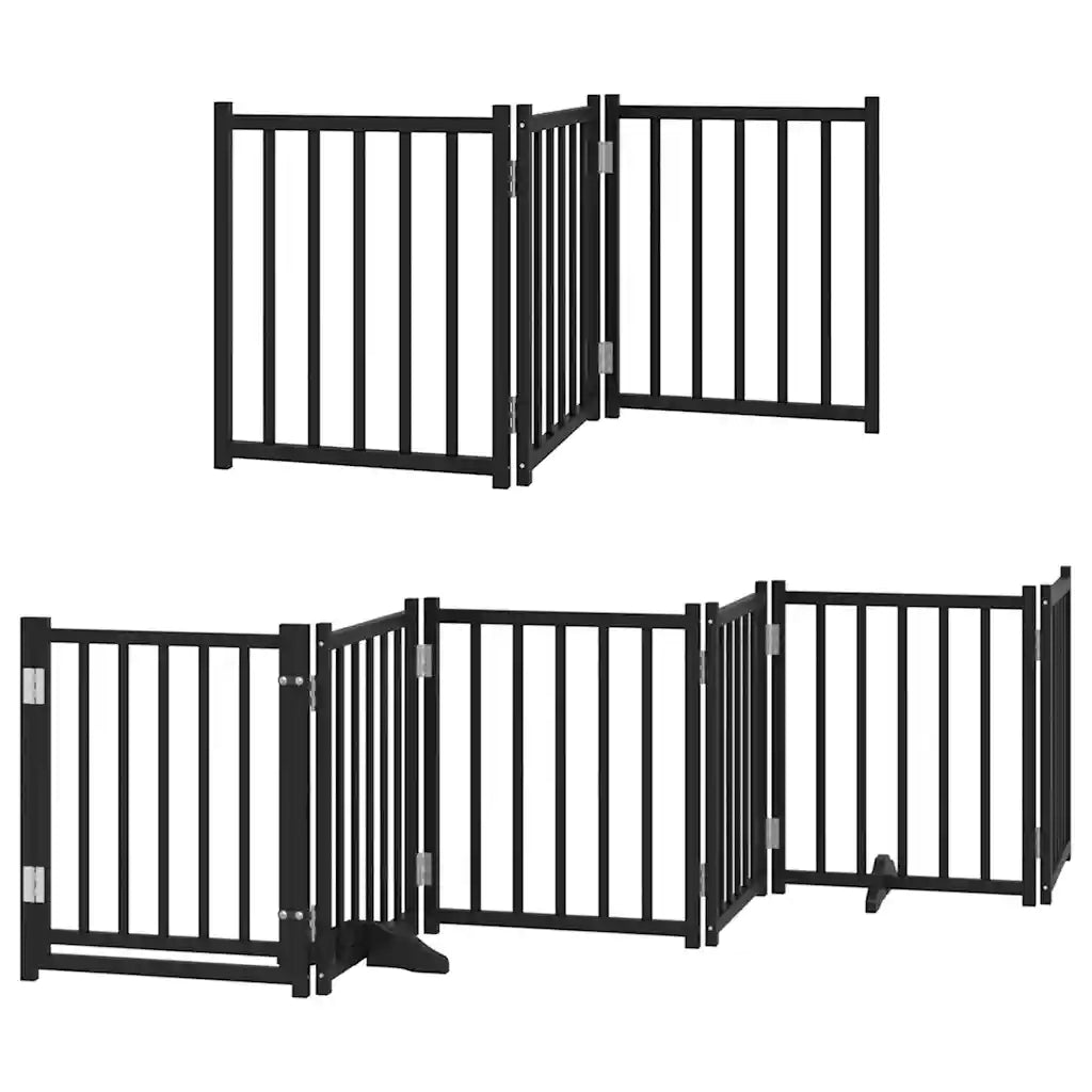 Cancello per Cani Porta Pieghevole Nero 9 Pannelli 450cm Pioppo 3155709