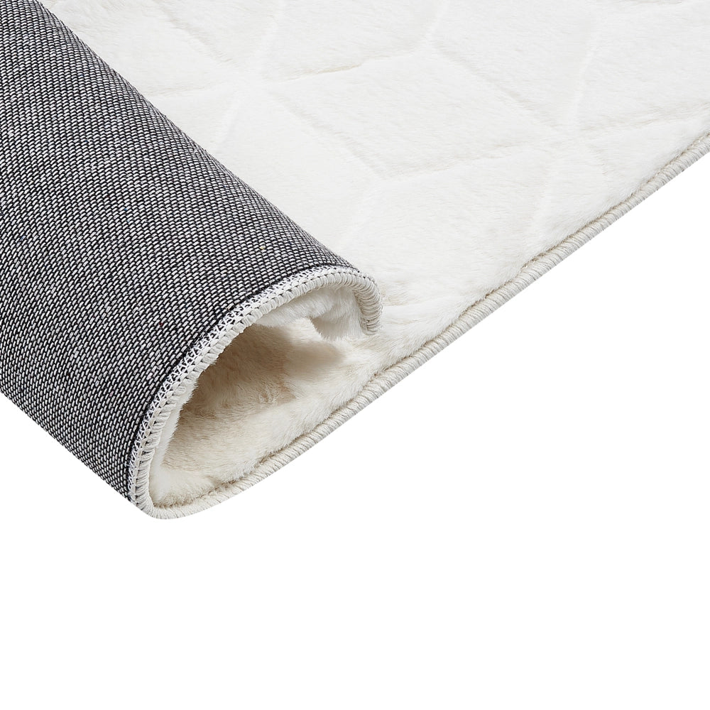 Tappeto in finta pelliccia di coniglio Bianco Pelliccia artificiale di poliestere 80 x 150 cm Tappeto morbido Shaggy ad alto pelo