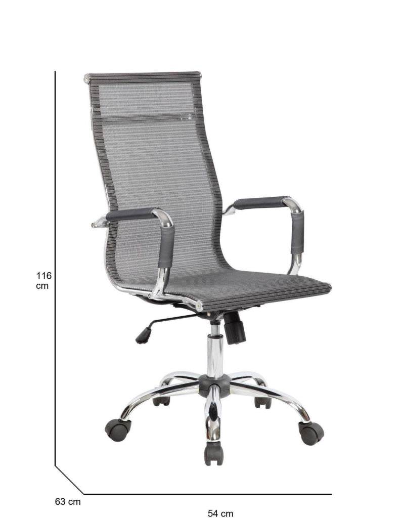 Poltrona da Ufficio Rockhampton, Sedia con Ruote Regolabile, Grigio