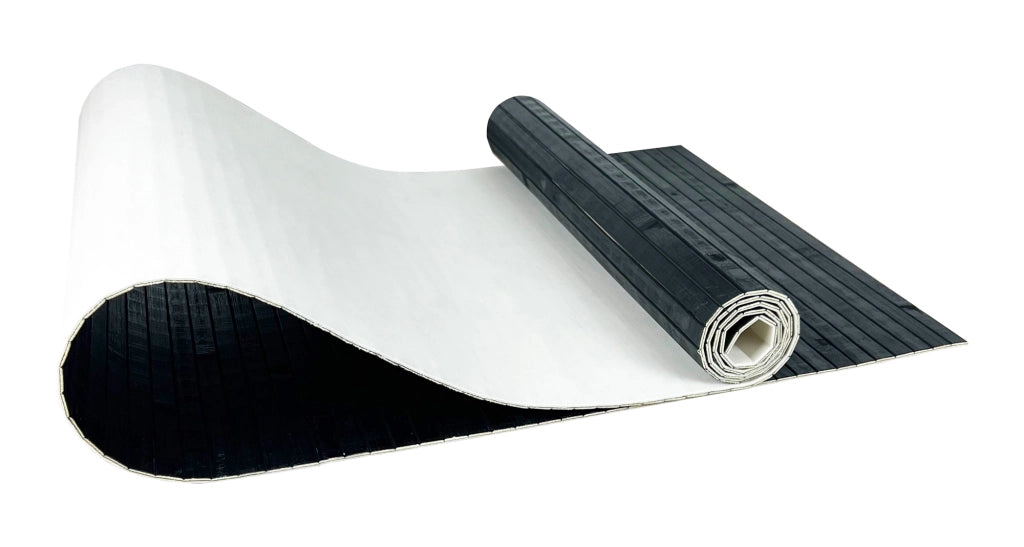 Tappeto Passatoia In Vero Bamboo Tappeto Cucina Ingresso In Legno Antiscivolo Aderente Lavabile E Antimacchia Tagliabile  - Nero - 50x150 cm