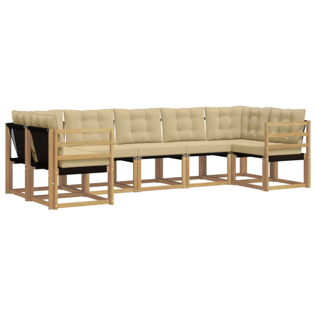 Set di divani da esterno con cuscino 7 pcs Bianco e Beige 3389827