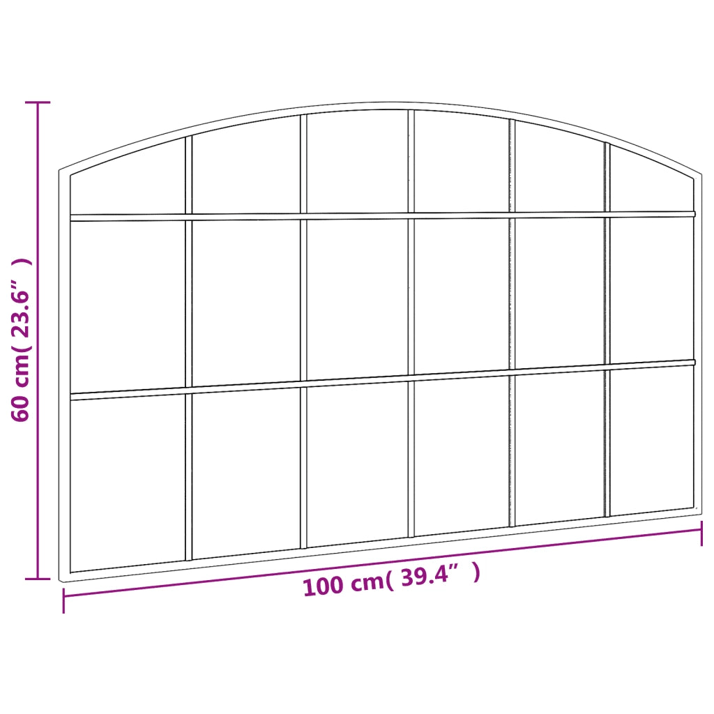Specchio da Parete-Specchio a Muro-Specchio Decorativo Nero 100x60 cm Arco in Ferro
