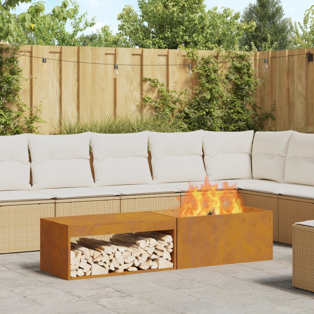 Focolare con Stoccaggio per Legna 160x45x35 cm Acciaio Invecchiato