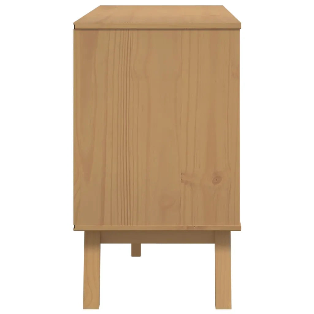 Credenza-Buffet-Armadio da cucina OLDEN Bianca e Marrone 114x43x73,5 cm Massello di Pino