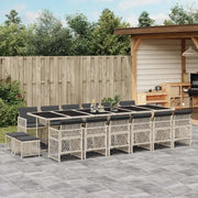 Set da Pranzo da Giardino 17pz con Cuscini Grigio in Polyrattan