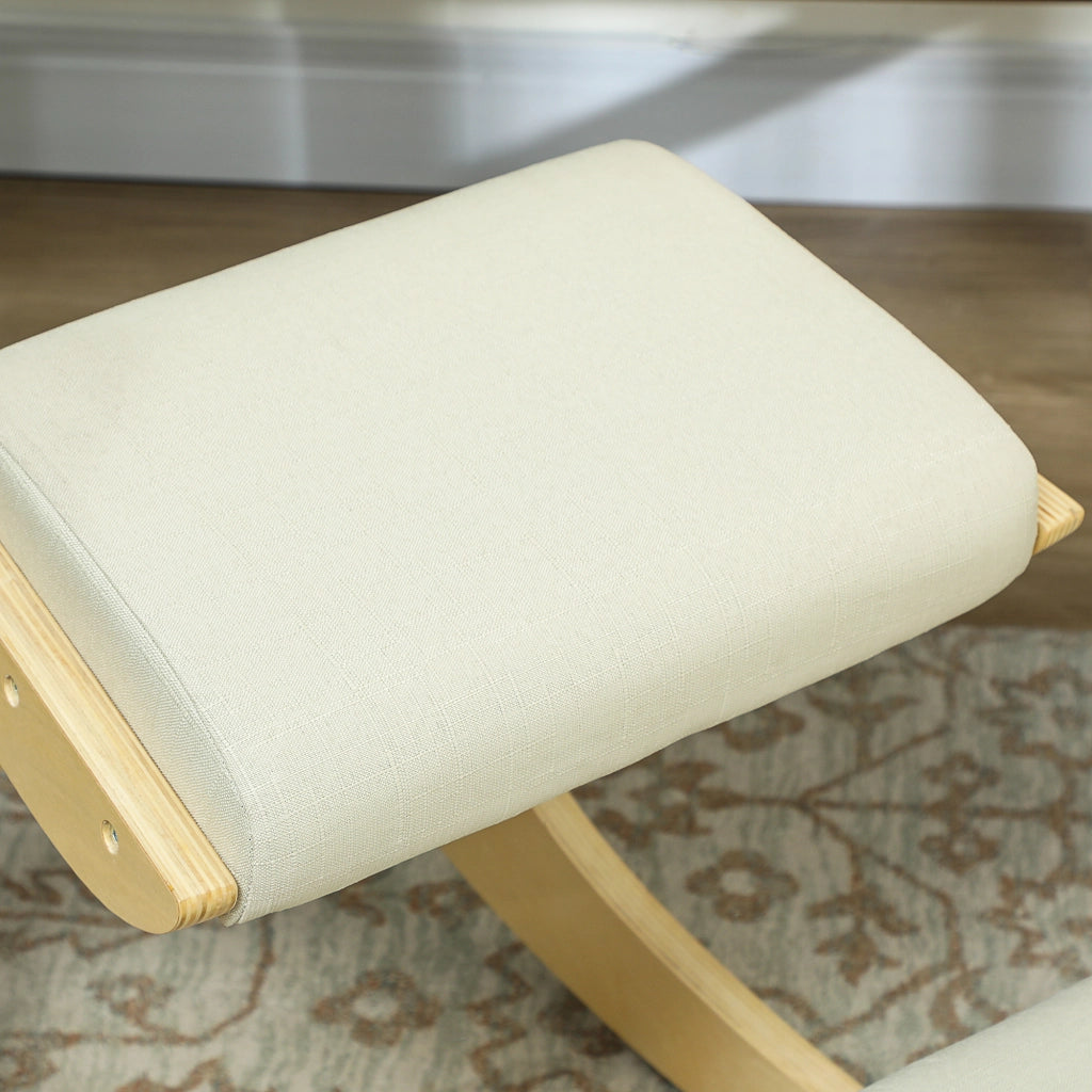 Sedia ergonomica da ginocchio ¨C zephmum ¨C legno, imbottita, 55x85x55 cm, crema