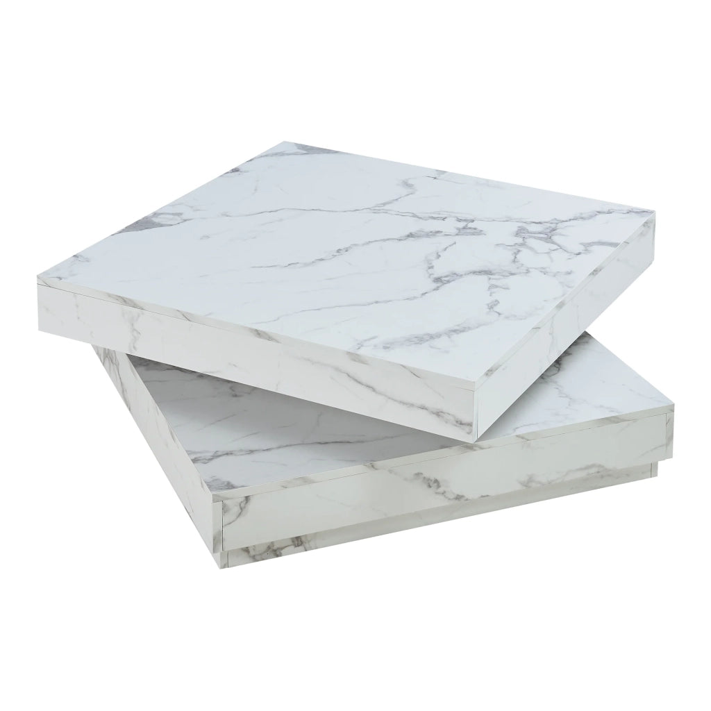 Tavolino/consolle/tavolino laterale 76 x 76 x 38 cm effetto marmo bianco 03_0010792