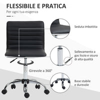 Sedia Poltrona Operativa da Ufficio Ergonomica con Altezza Regolabile in Pelle PU Nera