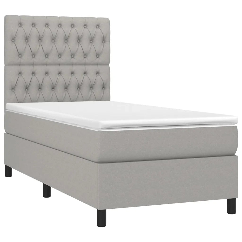 Letto a Molle Materasso e LED Grigio Chiaro 100x200 cm Tessuto 3135093