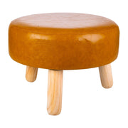 Sgabello in legno e similpelle arancione 40x40x13/29h