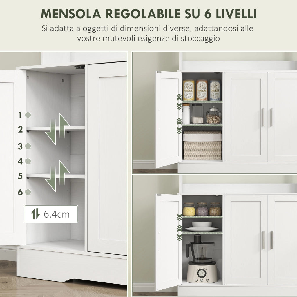 Armadio Dispensa con Ante e Ripiani ¨C Zephmum ¨C Bianco 108x35x180 cm
