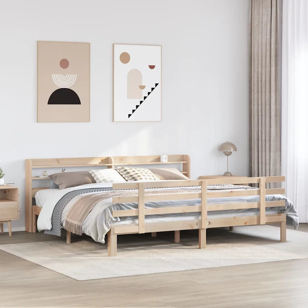 Giroletto con Testiera 200x200 cm in Legno Massello di Pino 3306861