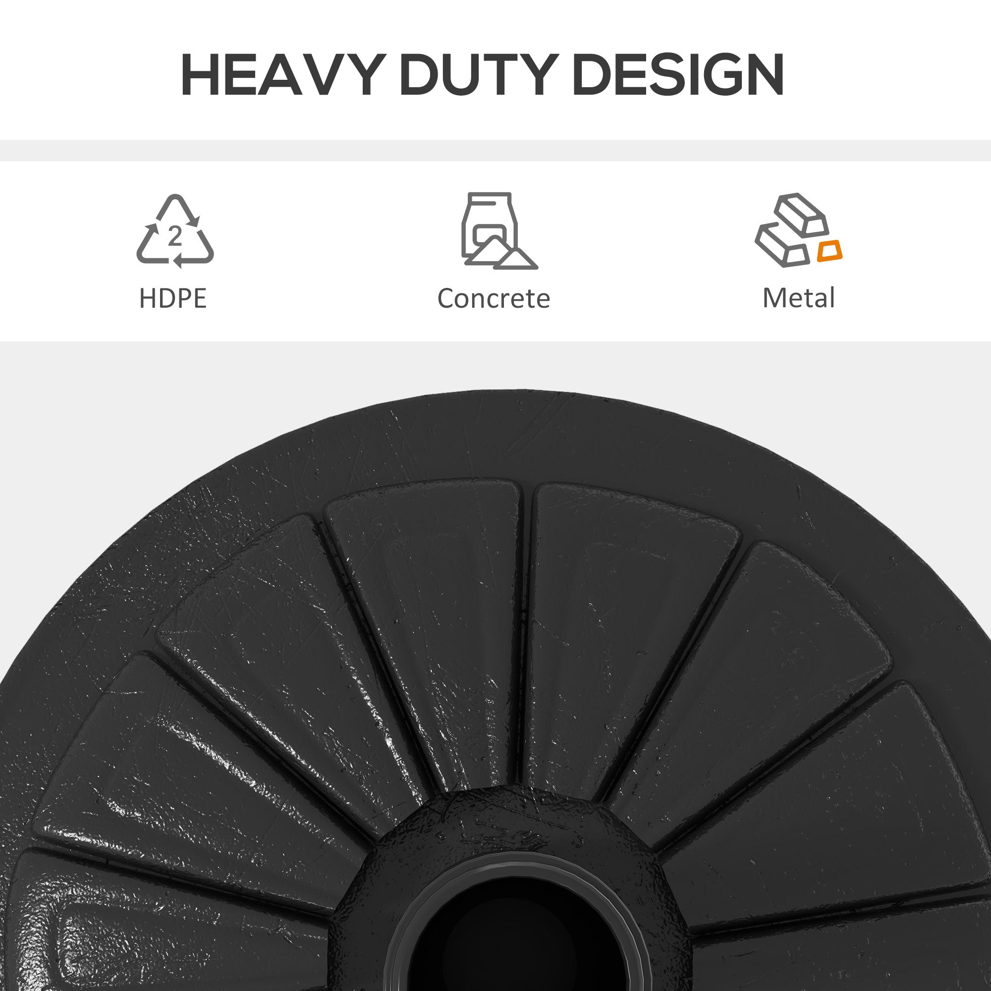 Base per Ombrellone Rotonda Ø43cm da 13kg  per Pali da 38mm e 48mm  in Cemento Nero