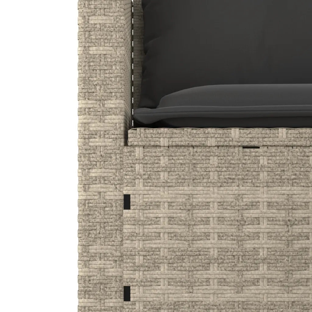 Set Divano da Giardino 3pz con Cuscini Grigio Chiaro Polyrattan