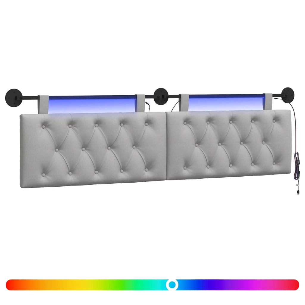 Testiera sospesa Con luce LED Grigio Nuvola Tessuto 3424680
