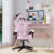 Sedia gaming Rosa - Poltrona Racing - RATTANTREE - Schienale Reclinabile, Altezza Regolabile, 360 Gradi Direzionale