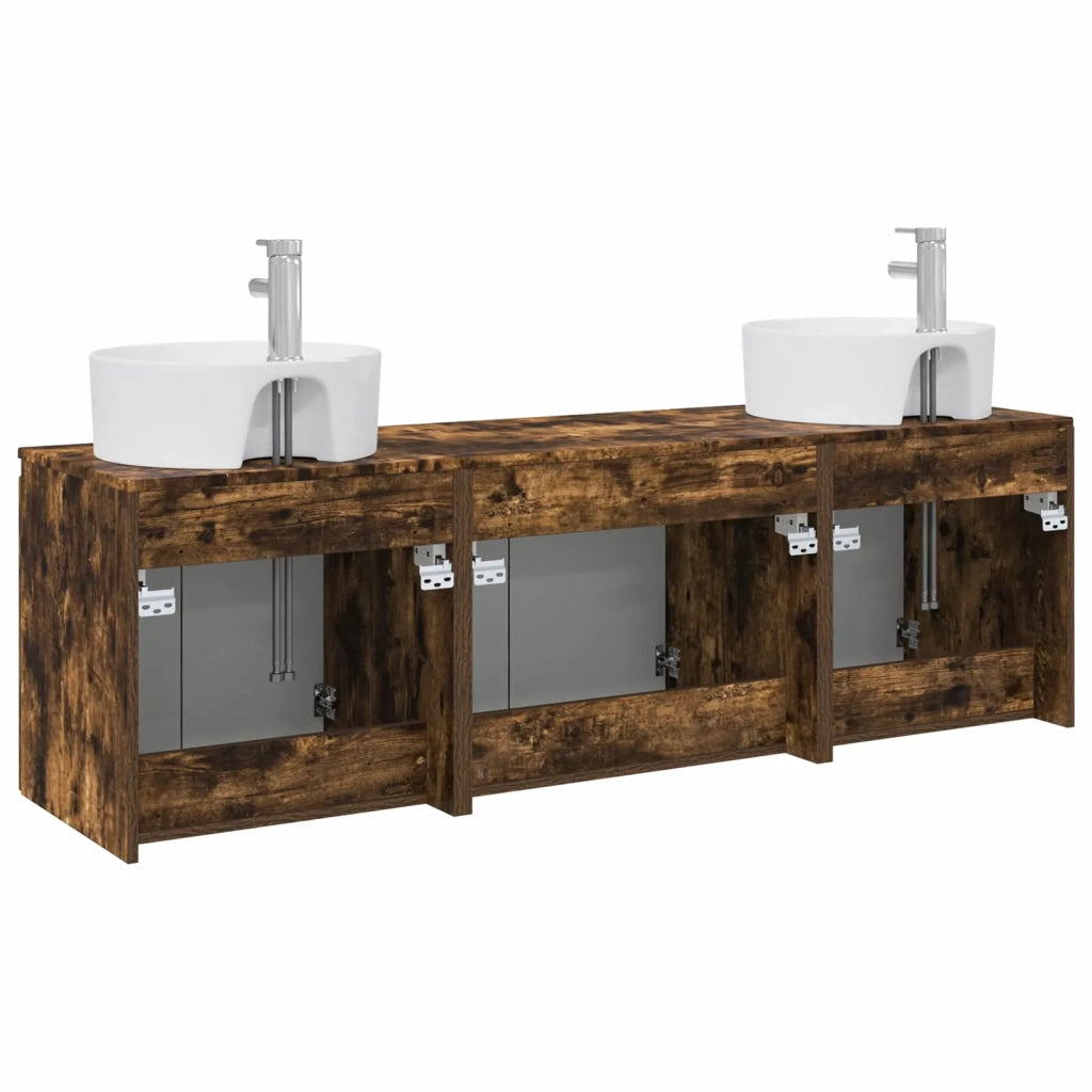 Set di Armadi da Bagno 3 pz Rovere Fumo 49,5 x 44,5 x 65 cm 3405672