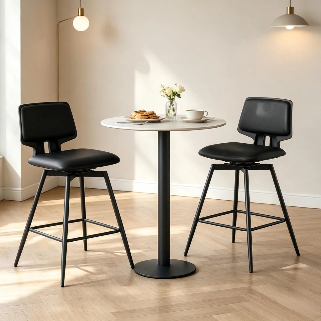 SGABELLO ALTO GIREVOLE 45,5x45,5x89 cm Nero Set da 2 pezzi