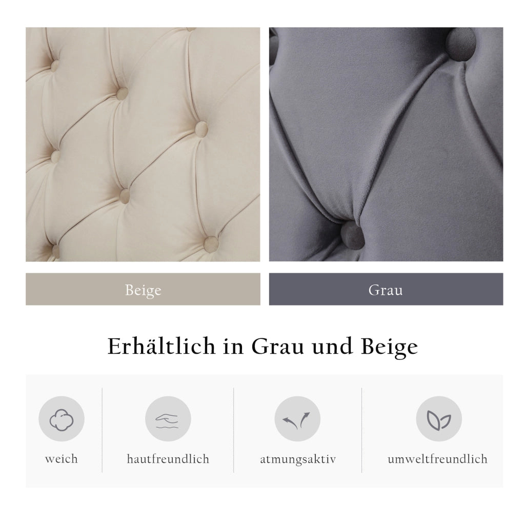 Letto orecchio borchie – 140x200 cm – idraulico fondo antimacchia – flanella grigia