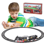 Trade Shop - Pista Treno Trenino Per Bambini 204cm Con Binari Locomotiva Vagone Luci E Suoni -