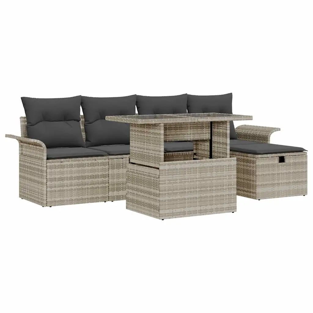 Set Divano da Giardino 6 pcs Grigio chiaro Poly Rattan 3359669