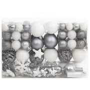 Set Palline di Natale 111 pz Bianco e Grigio in Polistirene CFW7363399