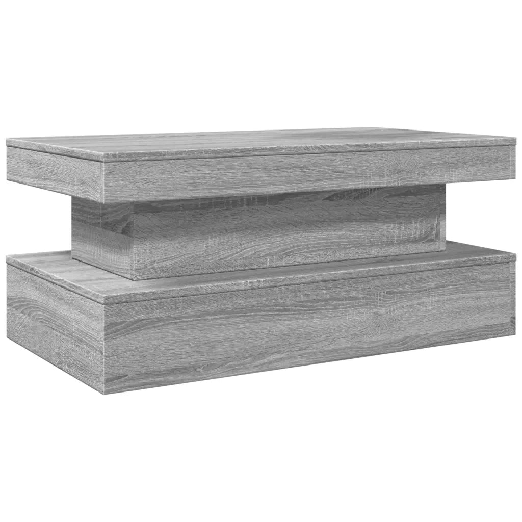 Tavolino da Soggiorno con Luci LED Grigio Sonoma 90x50x40 cm 839852