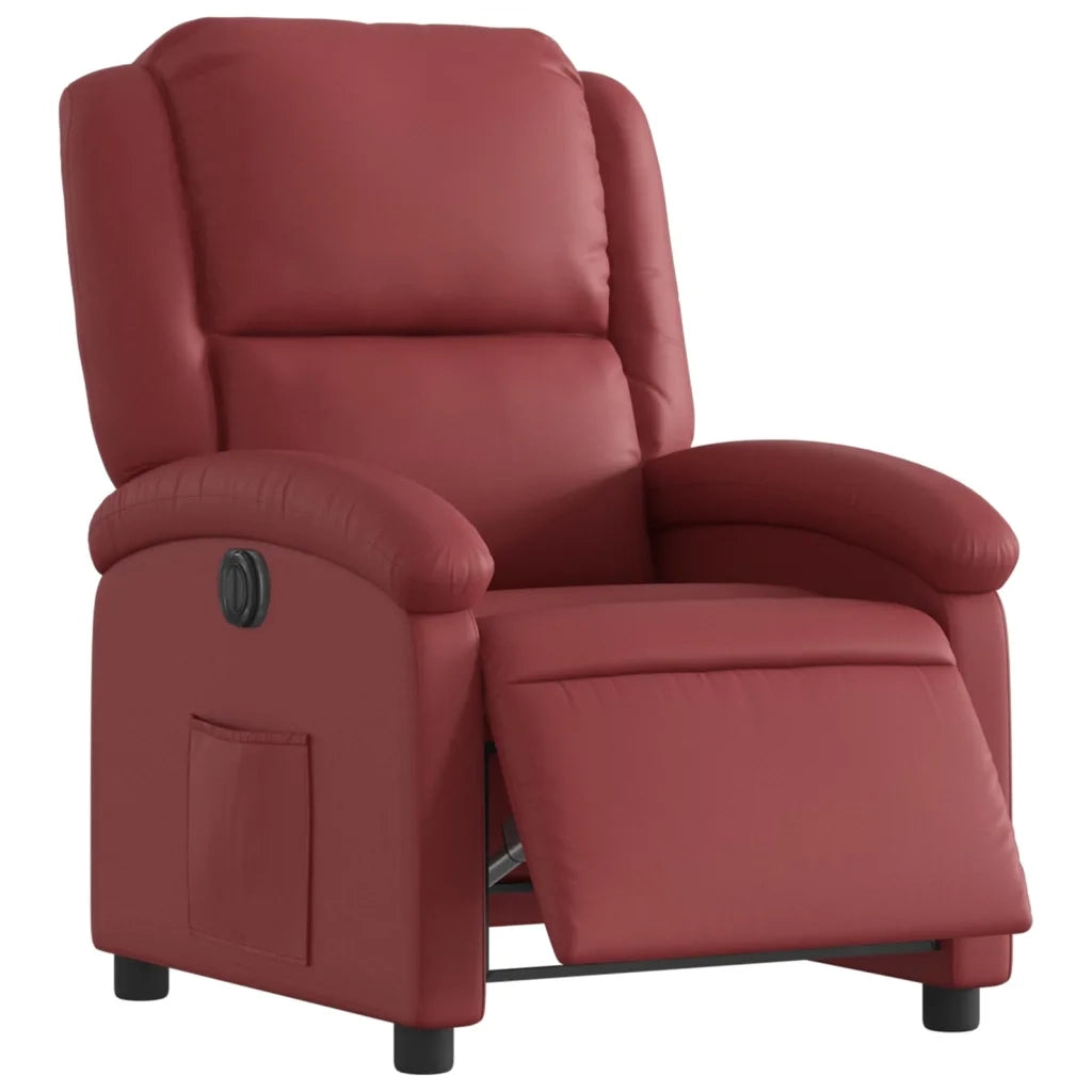 Divano Sedia-Poltrona Reclinabile Elettrica Rosso Vino in Similpelle 456661