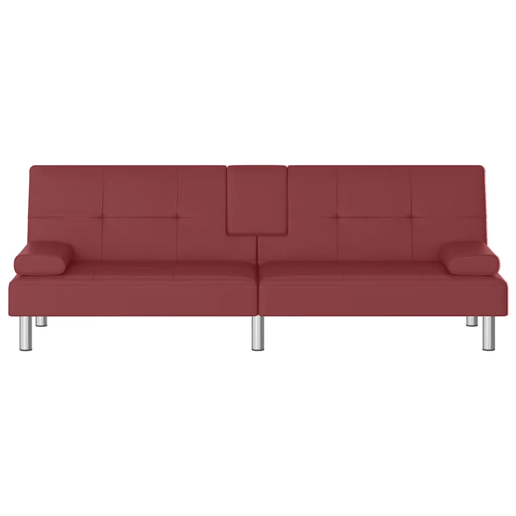 Divano letto | Sof¨¤ letto | Letto singolo con Portabicchieri in Similpelle Rosso Vino