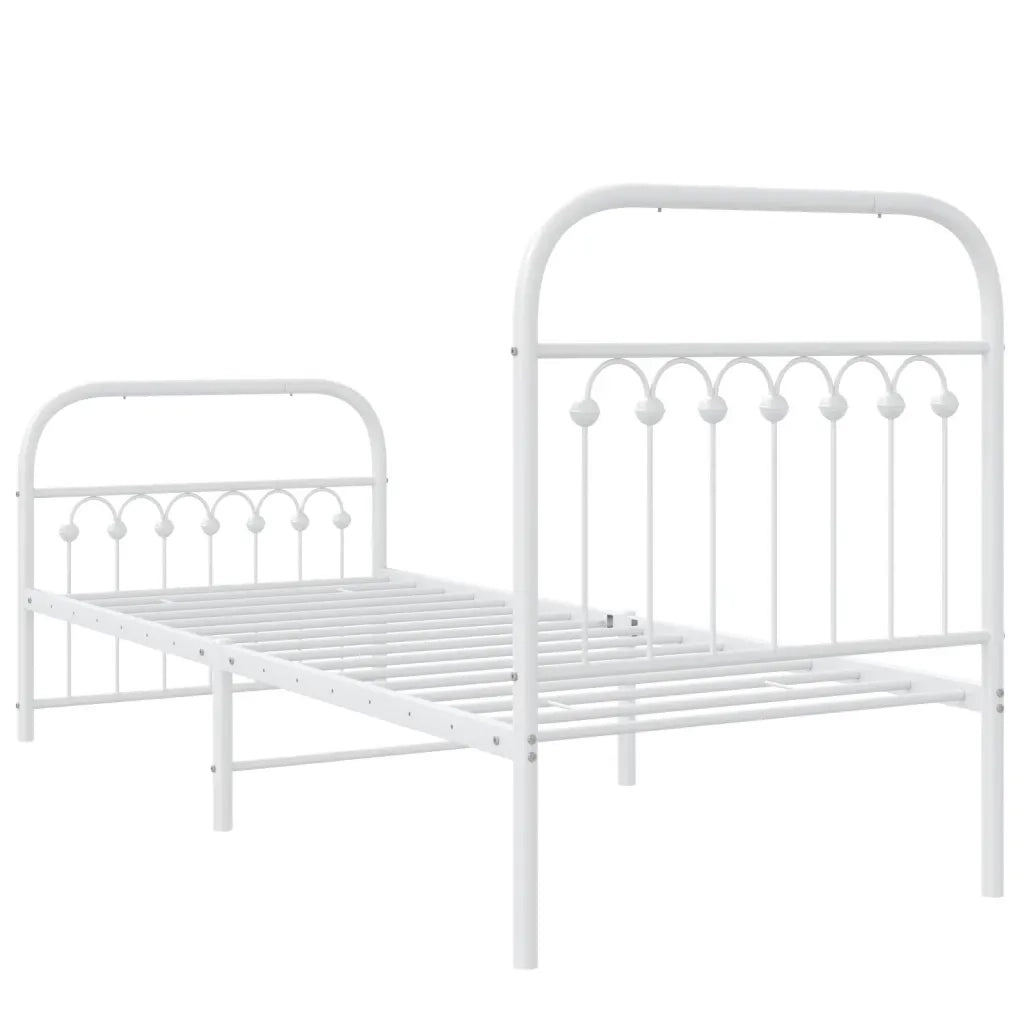 Giroletto con Testiera e Pediera-Struttura Letto Metallo Bianco 80x200 cm 478393