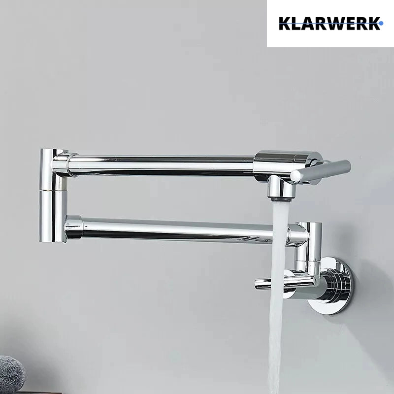 NILS | Rubinetto per acqua fredda a parete monoforo cromato | cucina professionale in acciaio inox | Parete pieghevole  con rubinetto pieghevole