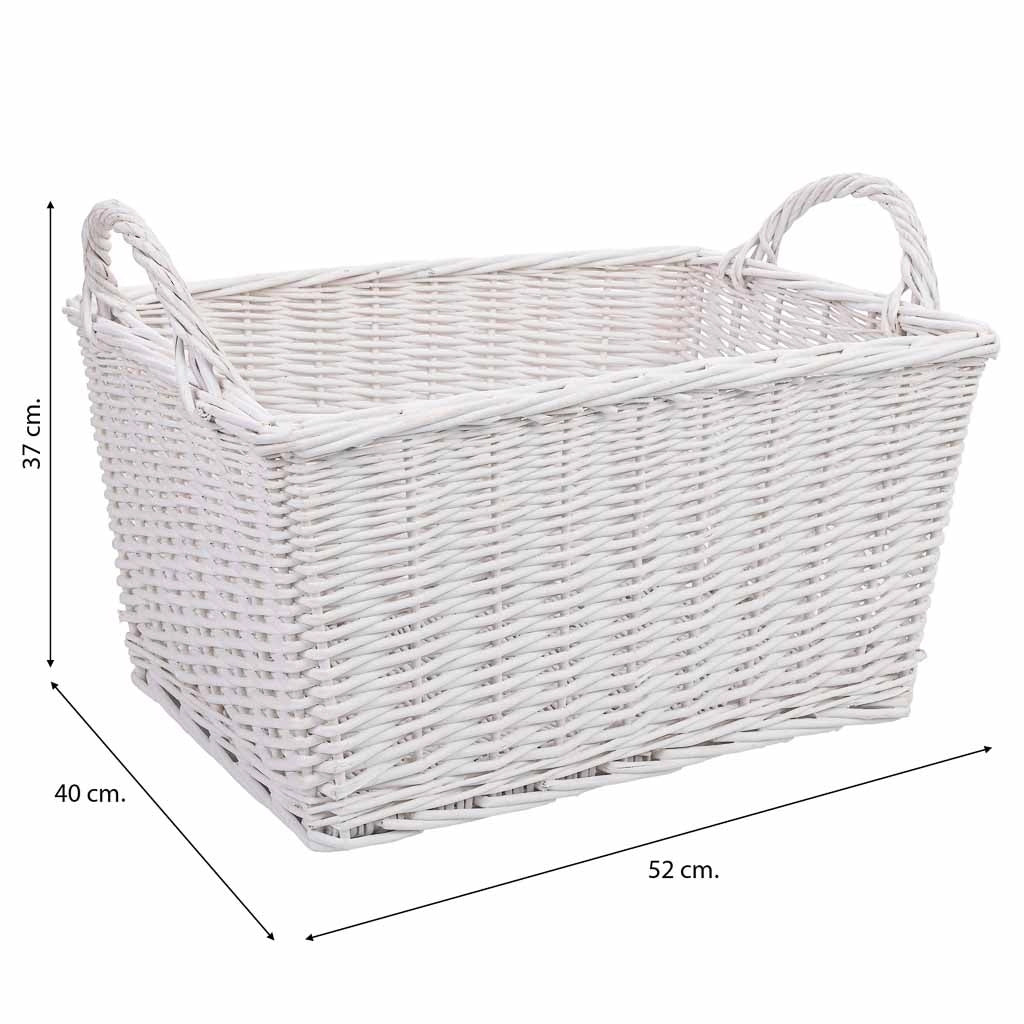 Cestino in vimini bianco 52x40x37h cm