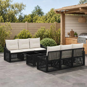 Set Divano da Giardino 7 pz Nero e Bianco Crema polyrattan 3437206