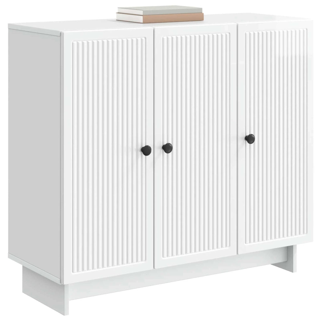 Credenza Bianco Lucido 89 x 34,5 x 80 cm Legno ingegnerizzato