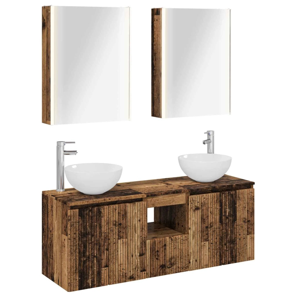 Set di Armadi da Bagno 5 pcs Legno antico 53 x 15,5 x 70 cm 3406373