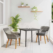 Set da Pranzo per Giardino con cuscino 3 pcs Grigio polyrattan 3261677