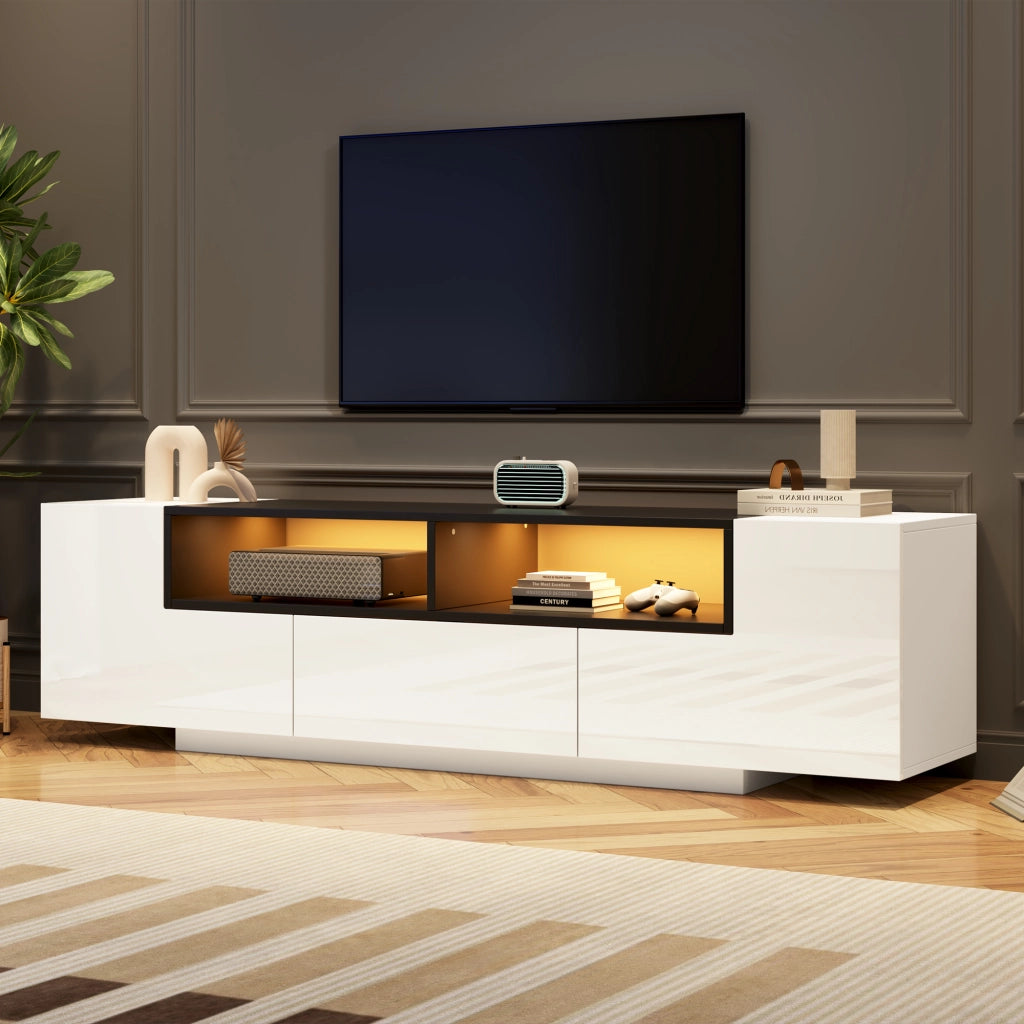 Cassettiera per TV bianca in truciolato lunghezza 180 cm