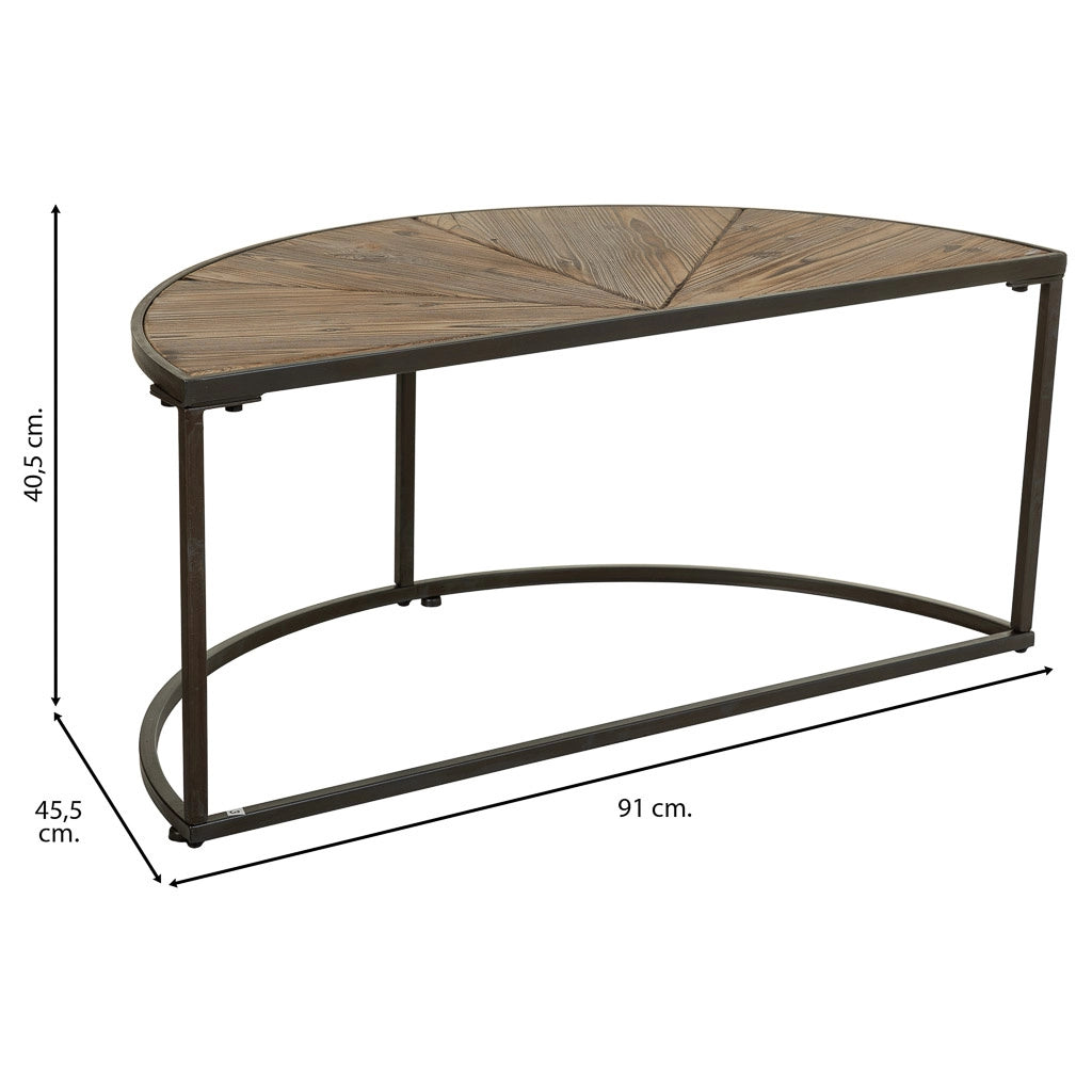 Tavolino da salotto set 2 pezzi in legno e metallo marrone 91x45,5x40,5