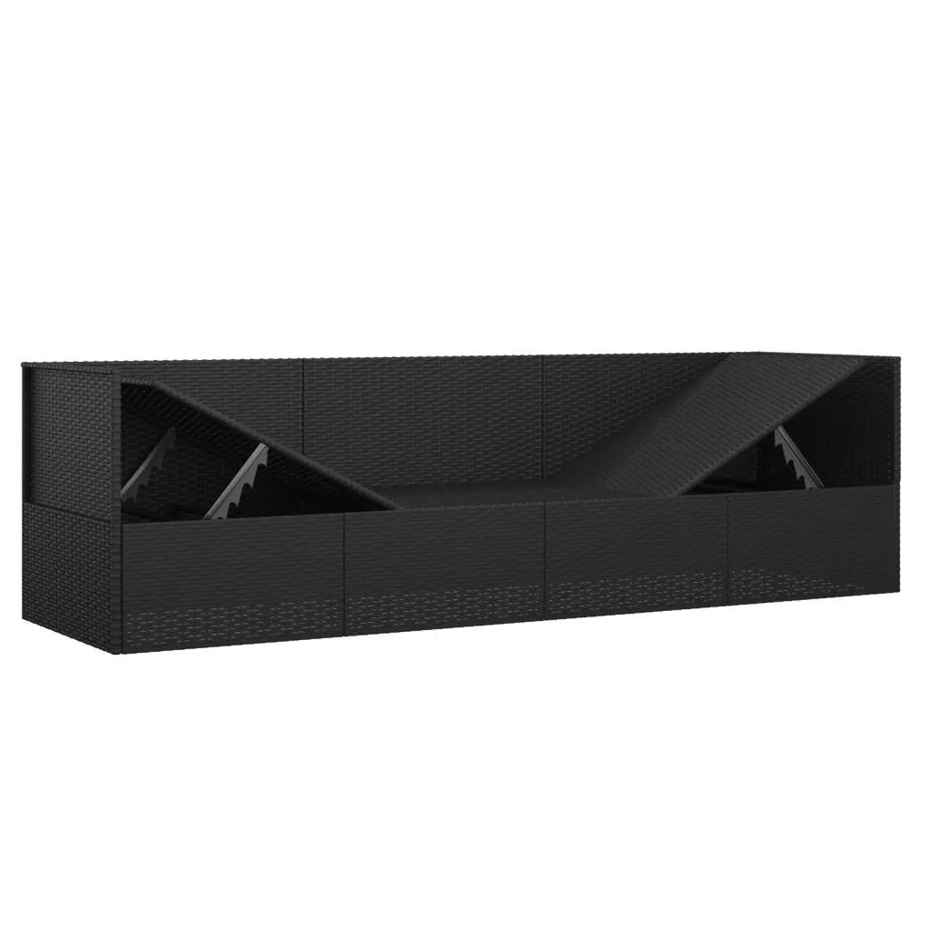 Lettino Prendisole | Sdraio da giardino | Lettino da sole da Esterno con Cuscini Nero in Polyrattan