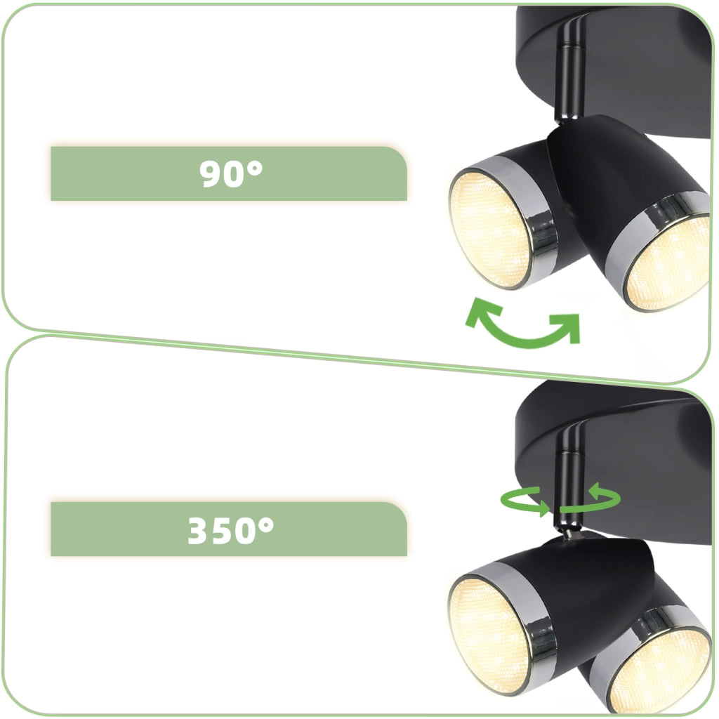 ZMH Faretto da soffitto a 3 luci da 12W orientabile a 350° Lampada da soffitto Soggiorno