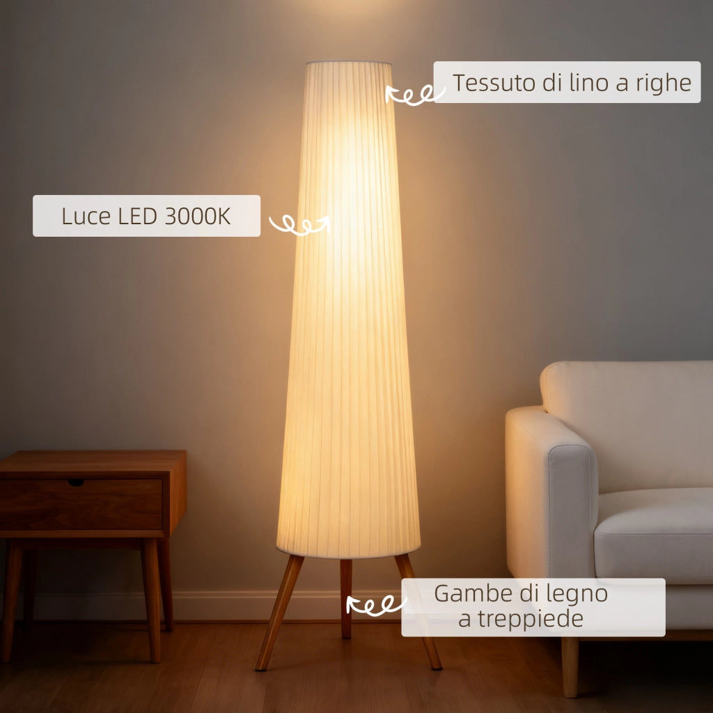 Lampada da Terra Treppiede con Interruttore a Pedale ¨C Xylo ¨C Bianco 46x46x153cm