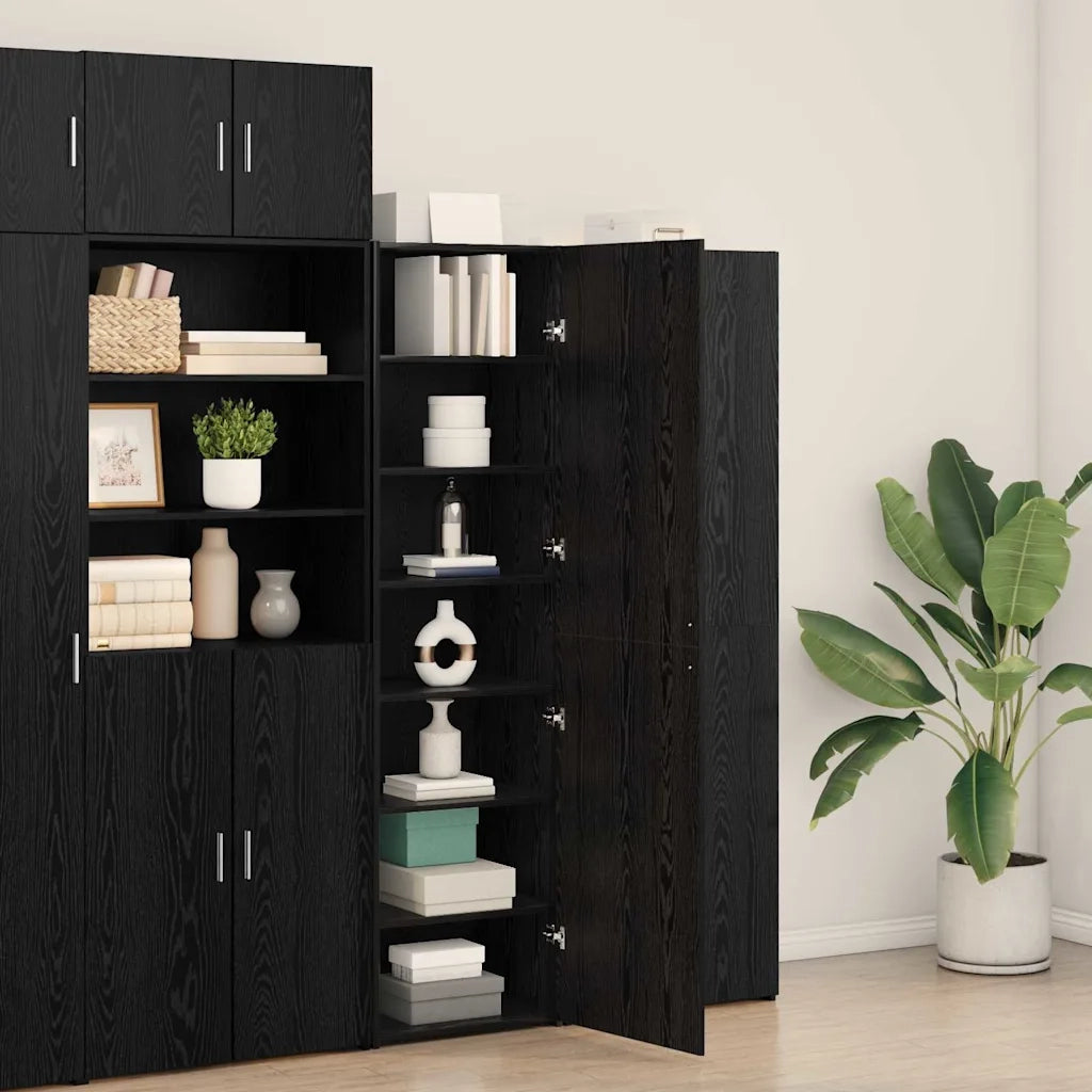 Credenza 2 pcs Rovere Nero 50 x 42,5 x 185 cm
