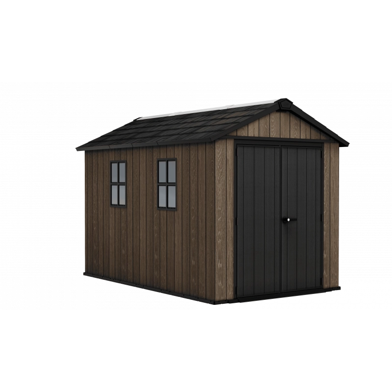 Casetta da giardino in resina effetto legno EVOTECH+ 350x230 cm - pavimento e doppia porta - carico neve 150 kg/m² – Apex 7511/1175 Signature Walnut - Keter